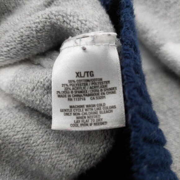 American Eagle Women's Hoodie Sweater Size XL Striped Gray Cream V Neck Zipper - Picture 7 of 9